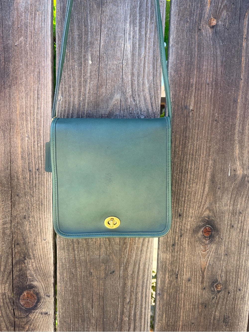 Rare Vintage Coach Compact Pouch in Bottle Green Style 9620
